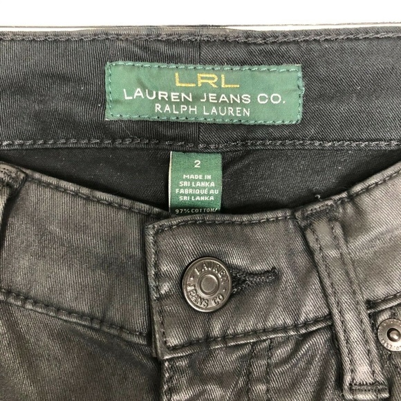 Lauren Ralph Lauren Black Coated Skinny Jeans Sz 2 - Picture 5 of 8